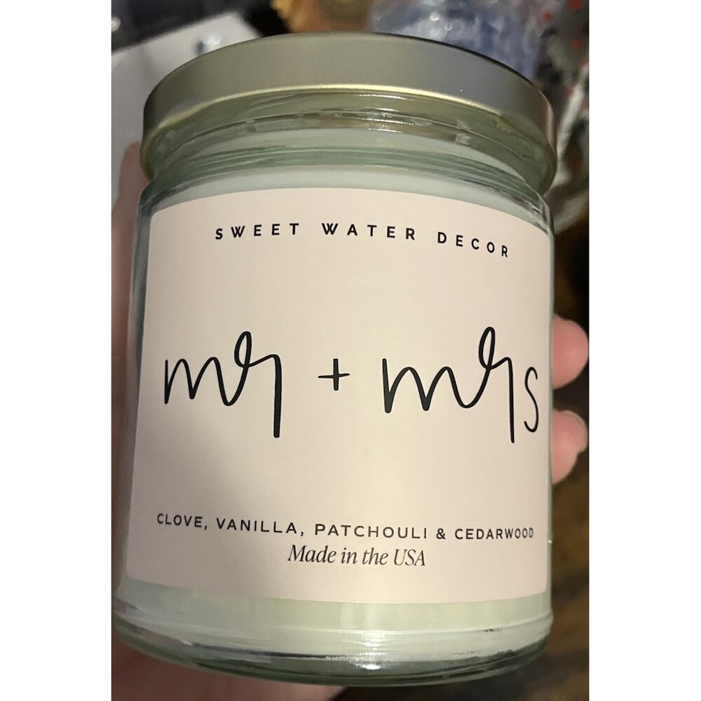 Sweet Water Decor Mr & Mrs | Clove| Cedar Wood | Vanilla | Candle Bridal Gift